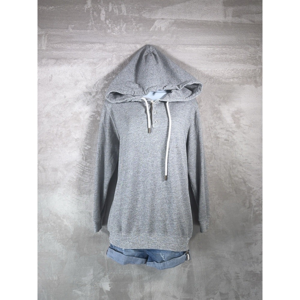 THE GREAT. The Henley Hoodie Womens Size 1 Gray Pullover Drawstring Casual